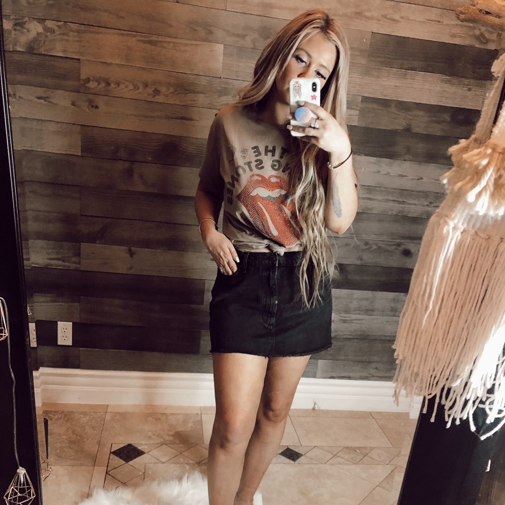 Free people black denim skirt